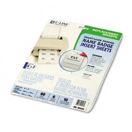 Name Badge Inserts, 4 x 3, White, 60/Pack